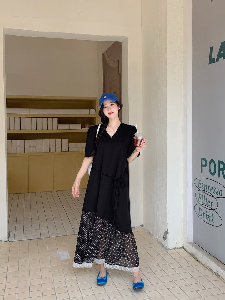 【dress】レース切り替えワンピース　M24958