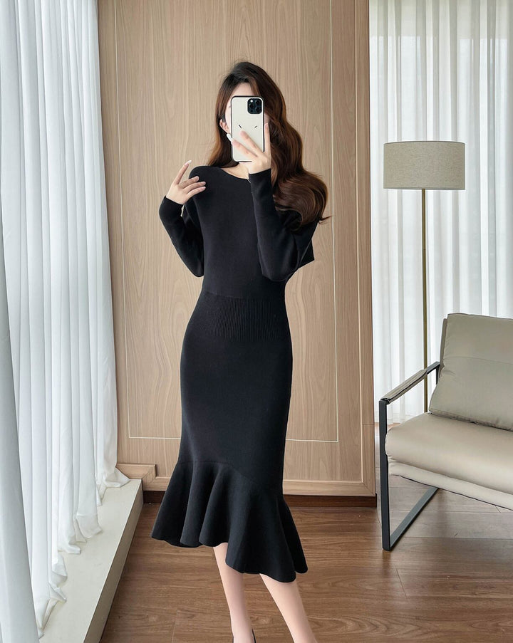 【dress】ニットマーメイドワンピース Q7293
