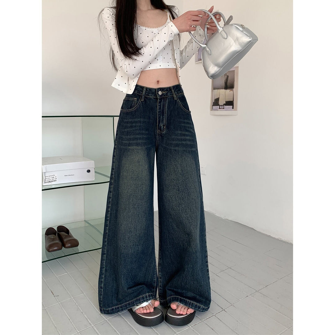 【bottoms】ハイウエストデニムワイドパンツ　M29851