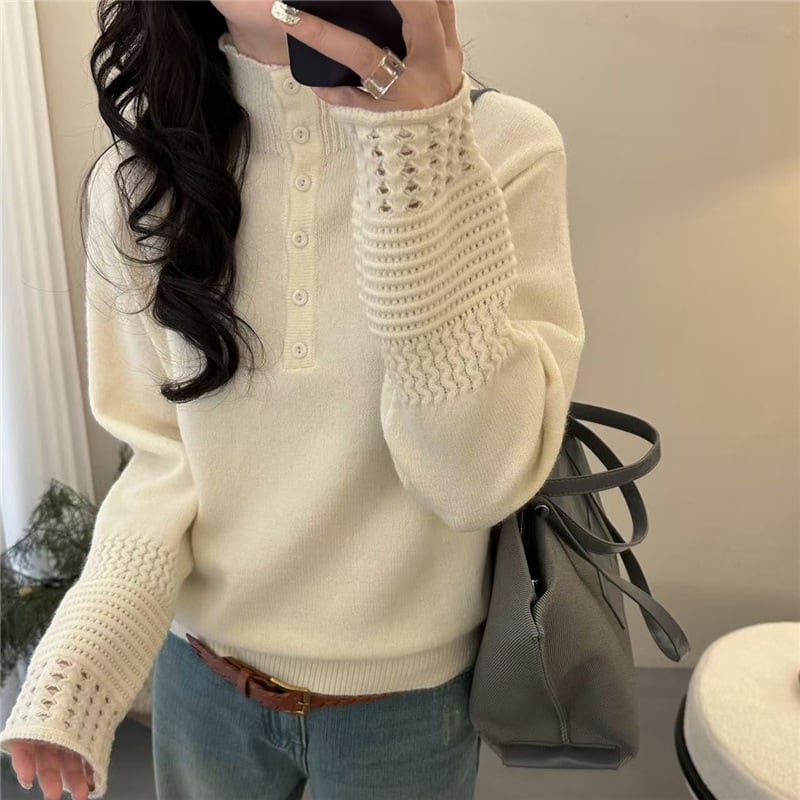【tops】ハイネックニットトップス Q7709
