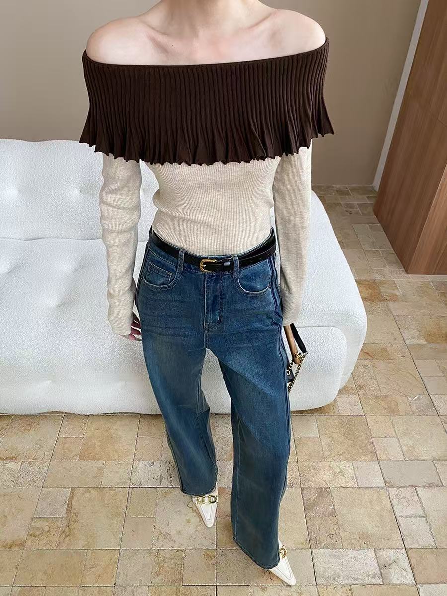 【tops】オフショルニットトップス　K0656