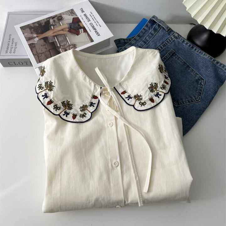 【tops】刺繍シャツブラウス　M29907