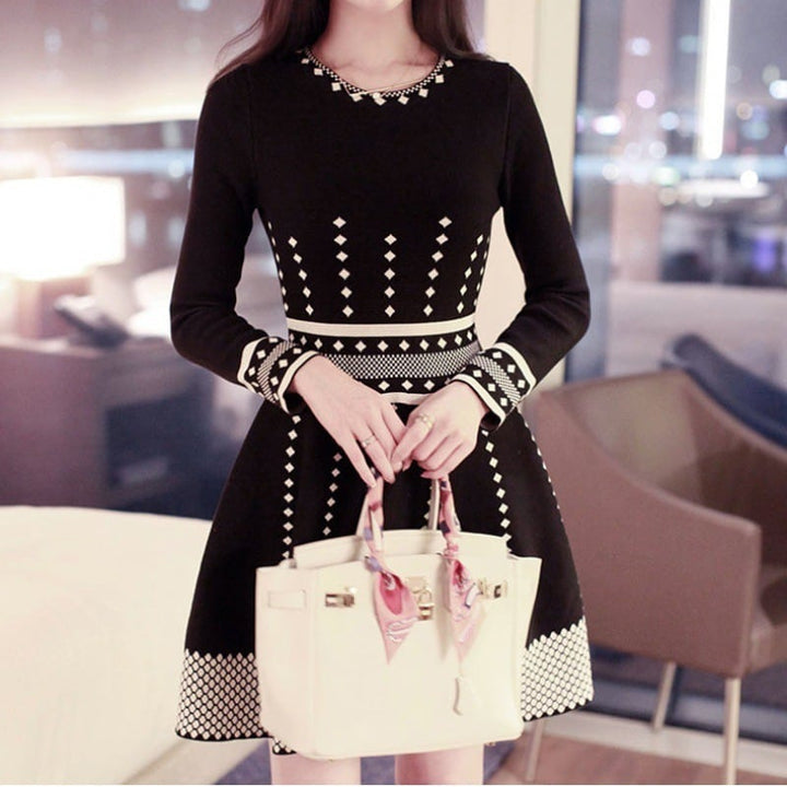 【dress】クルーネックニットワンピース　M17930