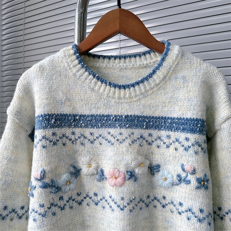 【tops】刺繍ニットセーター　M27374