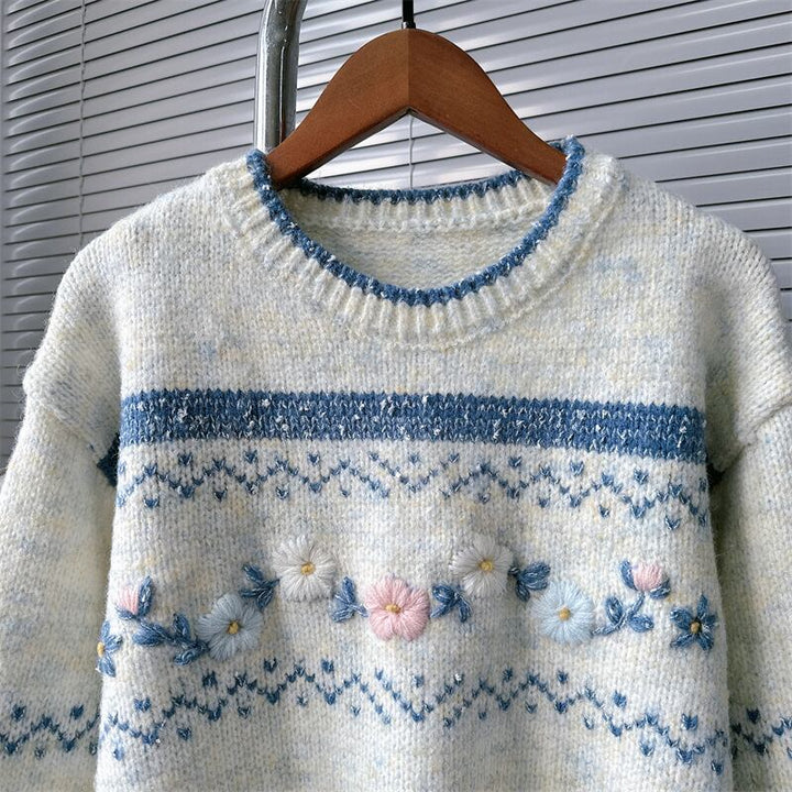 【tops】刺繍ニットセーター　M27374