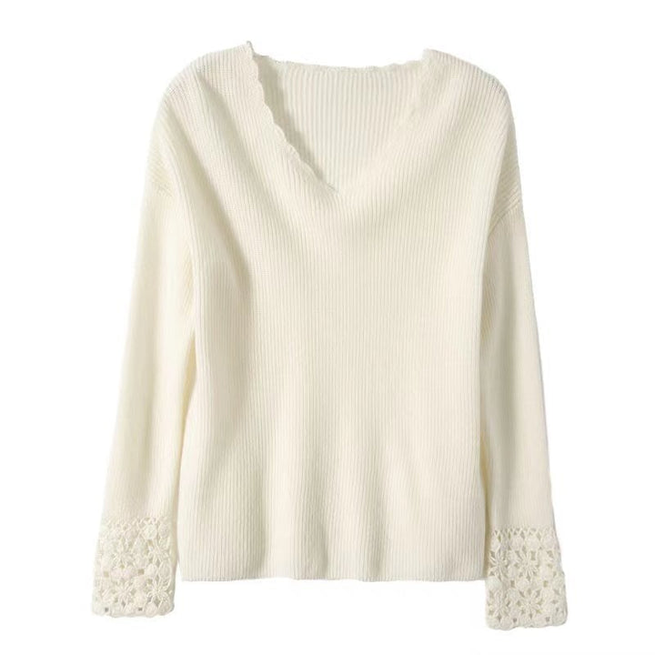 【tops】Ｖネックカットワークニットトップス      N1984