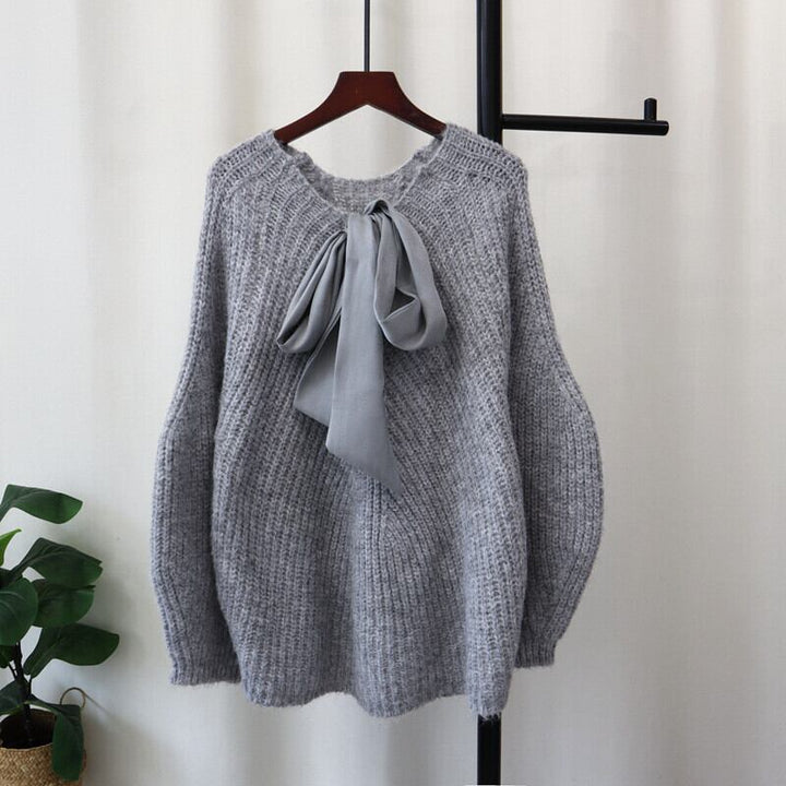 【tops】リボン付きニットセーター　M26942