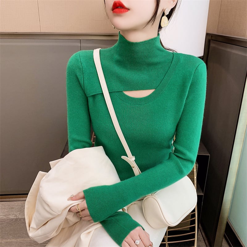 【tops】カットワークニットトップス　M18236