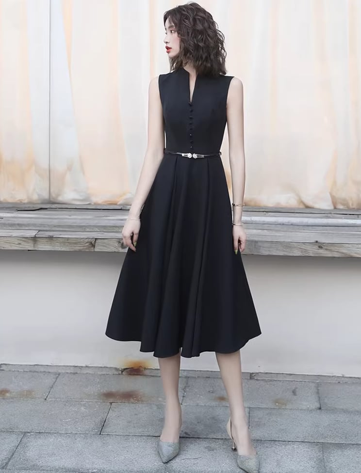 【dress】ノースリーブAラインロングフレアワンピース Q8438