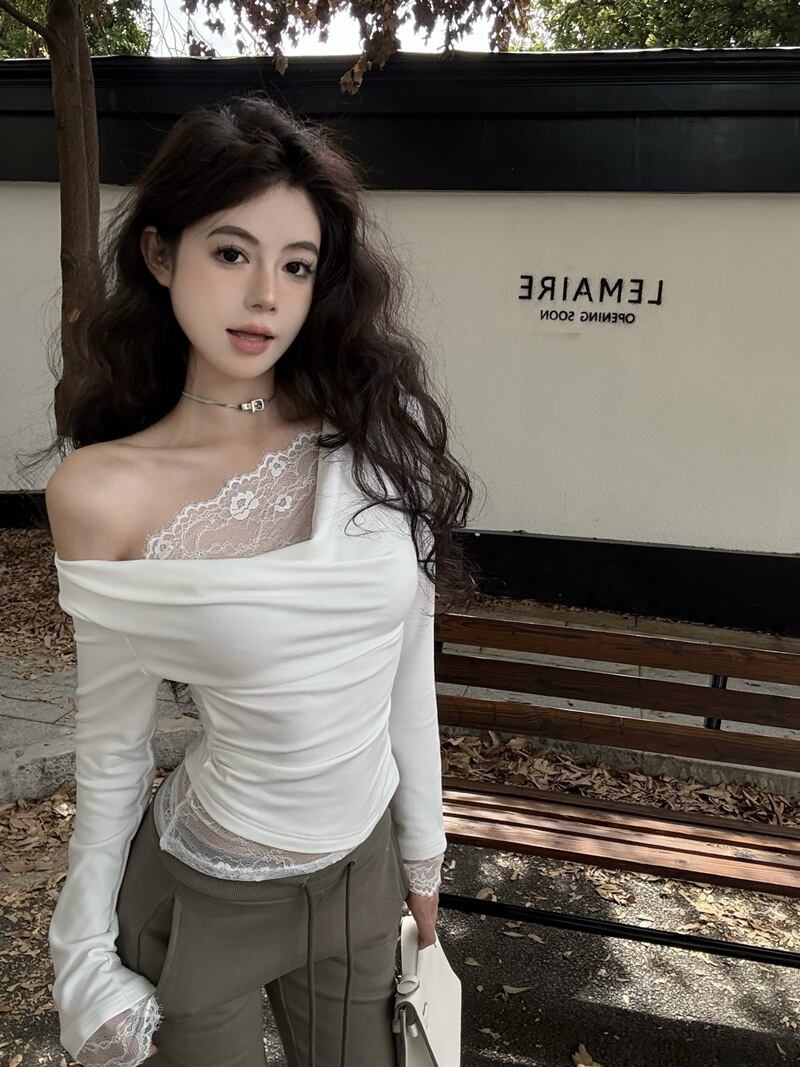 【tops】レース切り替えトップス　M28268
