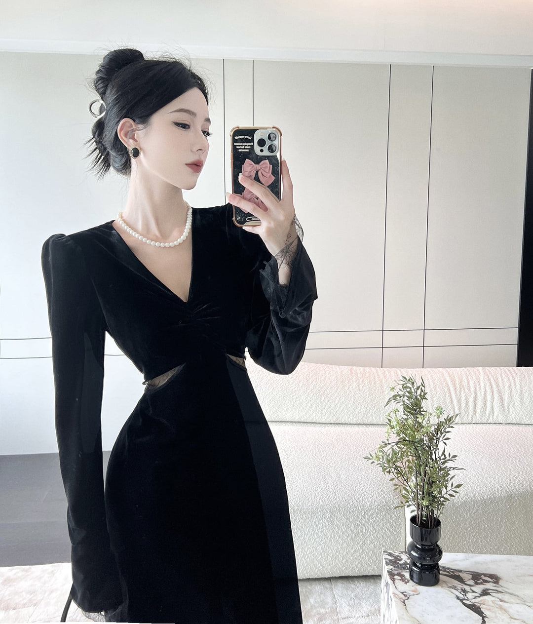 【dress】レース切り替えデートワンピース　M27255