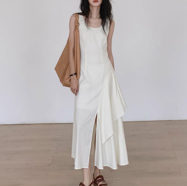 【dress】ノースリーブ不規則 イレギュラーワンピース　M16924