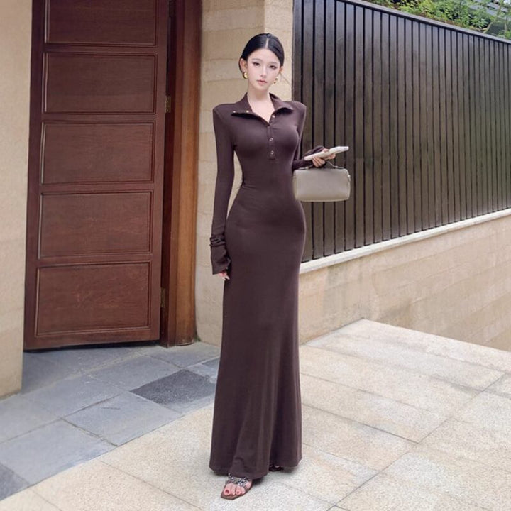 【dress】ロングＶネックワンピース Q7114