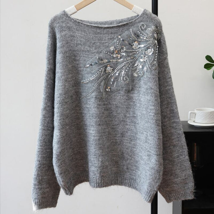 【tops】スパンコール付きニットトップス Q7194