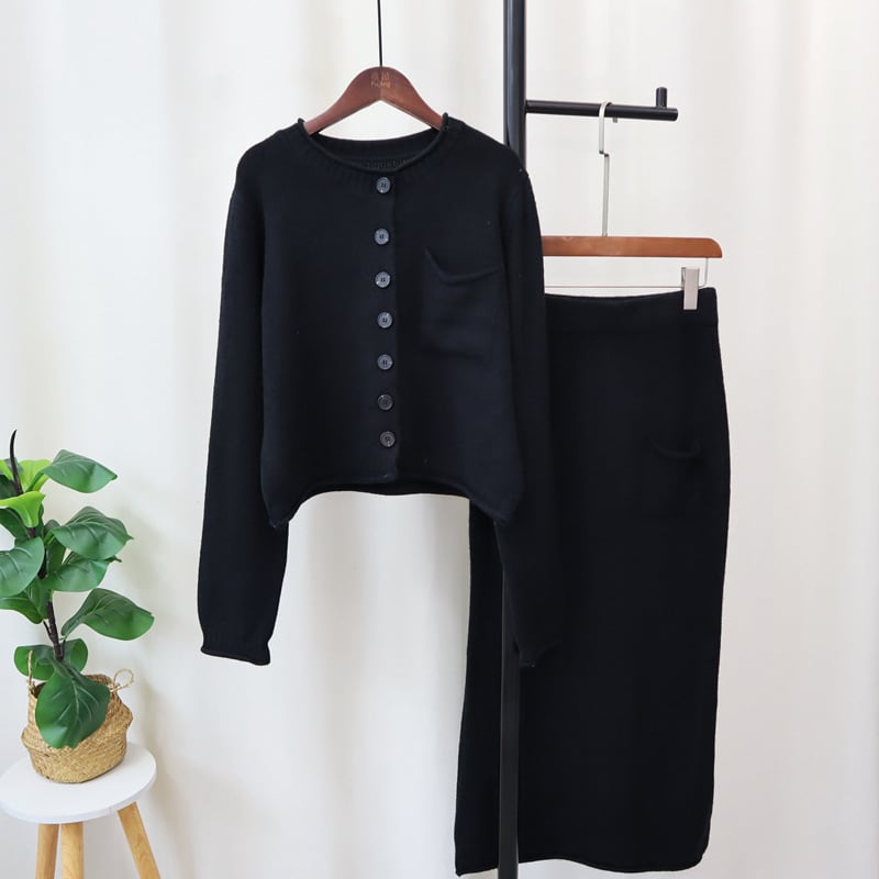 【set】ニットカーデ×スカートセット　M26534