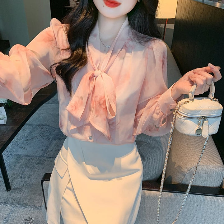 【tops】リボン付きシャツトップス　M21687