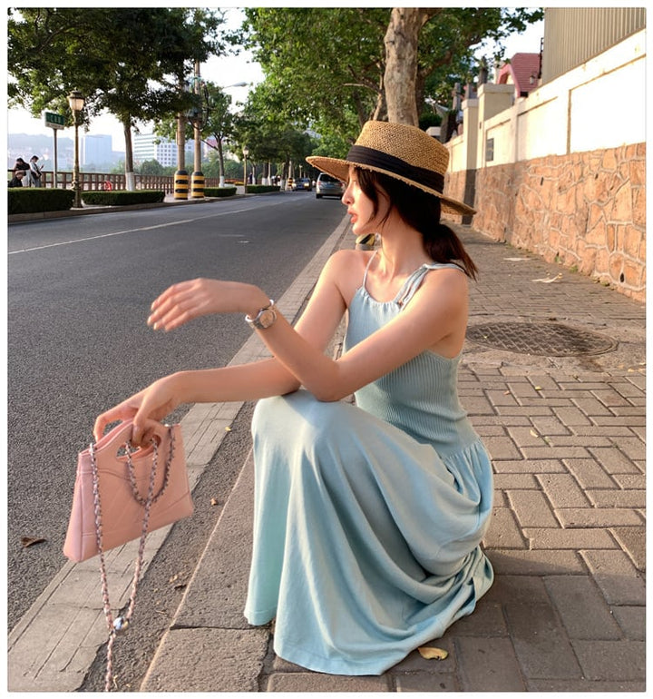 【dress】ニット切り替えワンピース