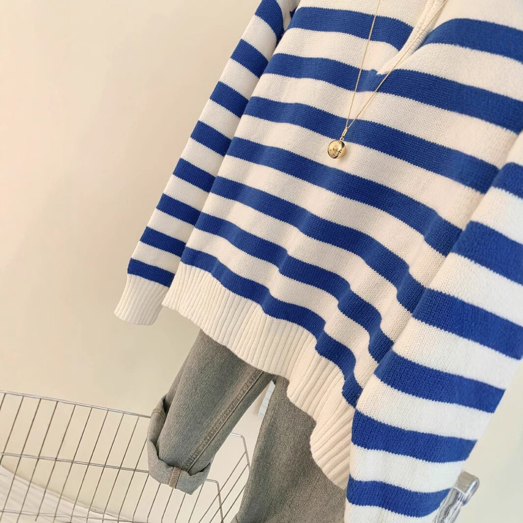 【tops】ボーダー柄ニットセーター　M29214