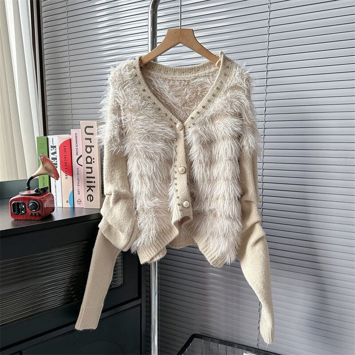 【outer】シャギーVネックニットカーデ　M18276
