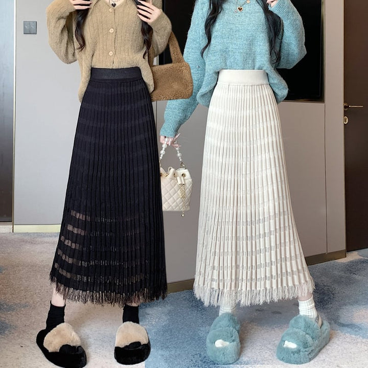 【bottoms】人気アイテム ! カットワークニットスカート　M17463