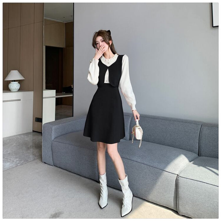 【dress】ドッキングニットワンピース　M18711