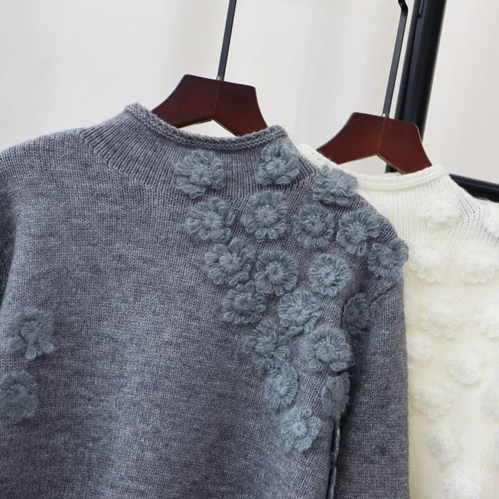 【tops】フラワーモチーフニットトップス　N2904