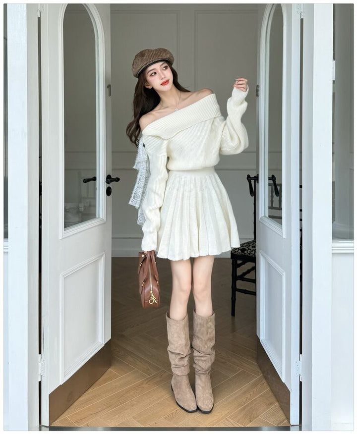 【dress】ボートネックニットワンピース　M27486