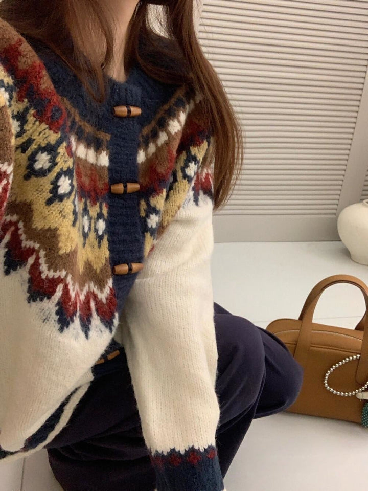 【outer】ジャカードニットカーデ　M27110