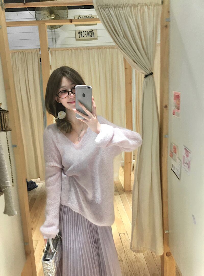 【set】Vネックニットセーター×スカートセット　M27987