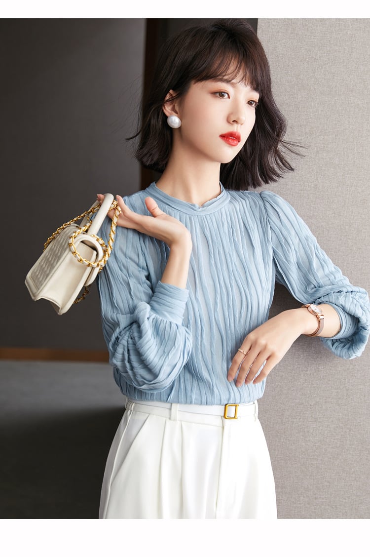 【tops】女子力アップエレガントOL、通勤シャツトップス　M17007