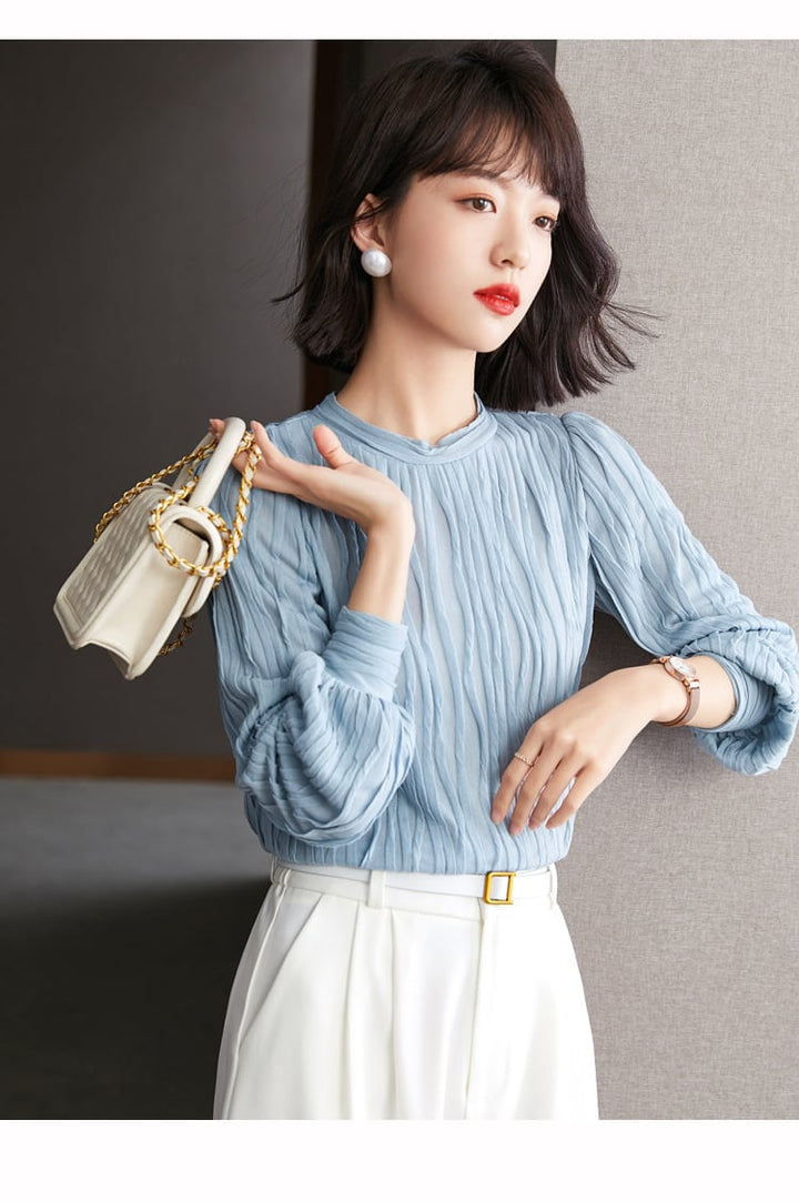 【tops】女子力アップエレガントOL、通勤シャツトップス　M17007