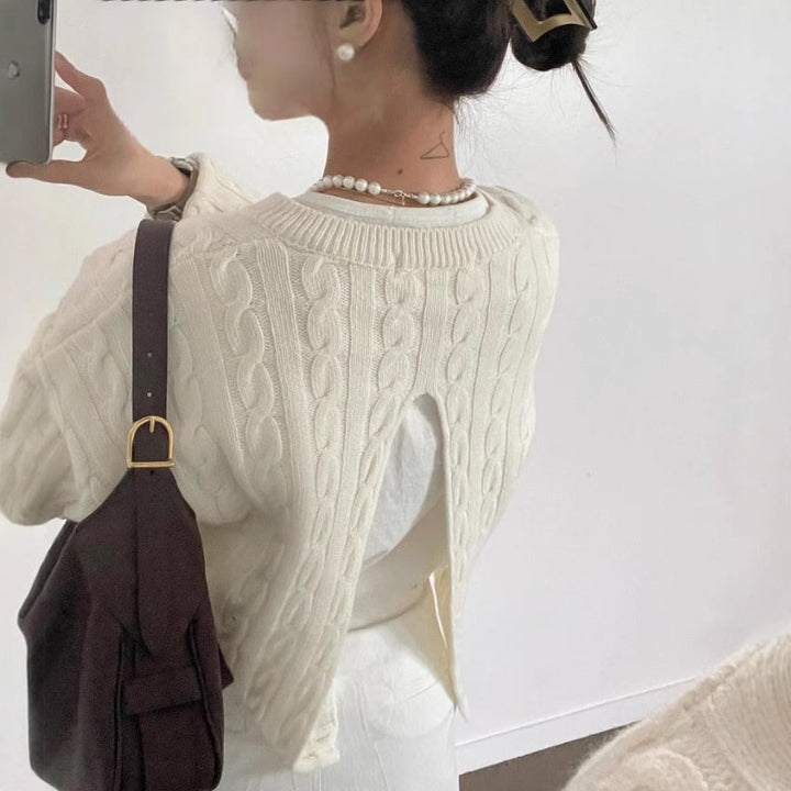 【tops】スリットニットセーター　M26841