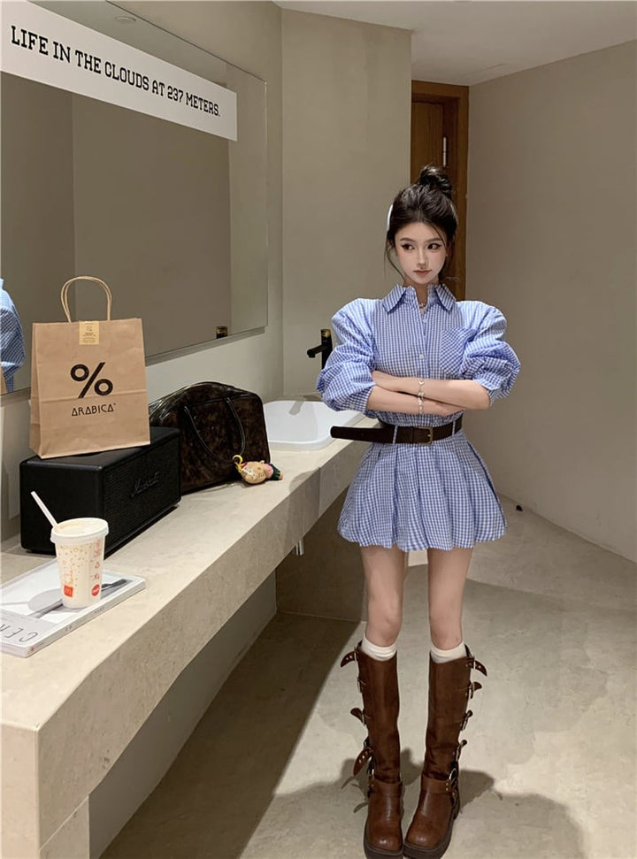 【dress】シャツワンピースベルト付き　M29531