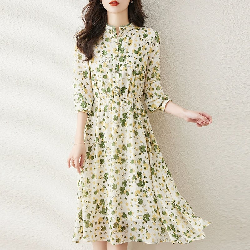 【dress】大人らしい スウィート花柄ワンピース着瘦せ　M17384