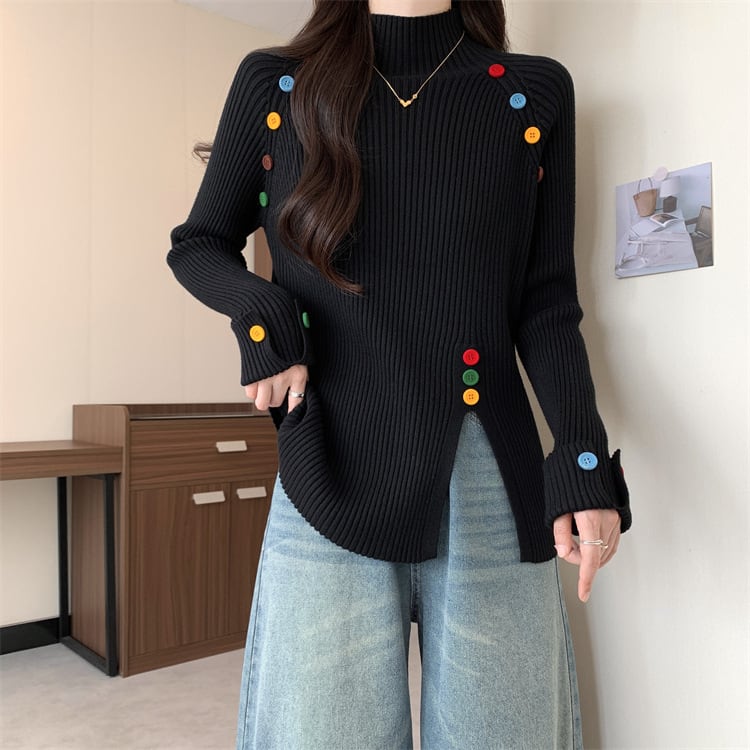 【tops】ボタンデザインニットトップス　M27823