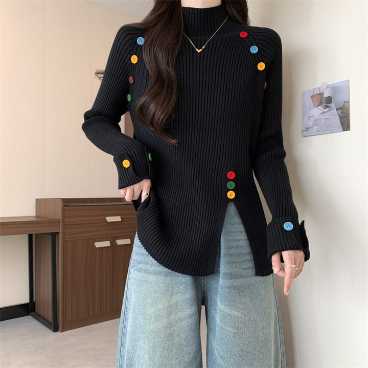 【tops】ボタンデザインニットトップス　M27823