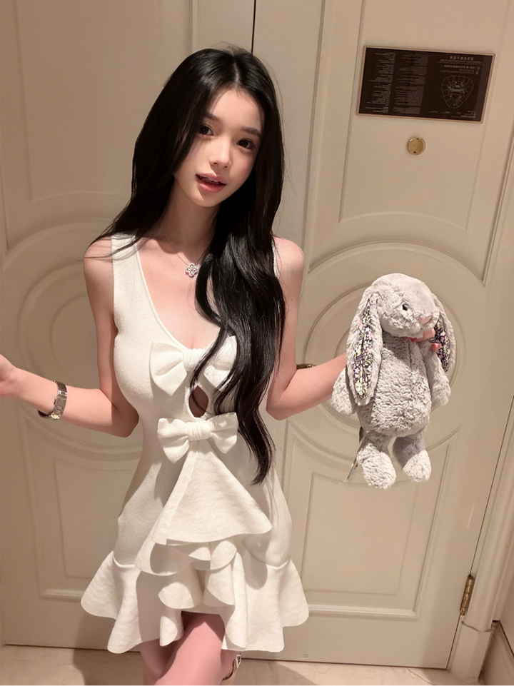 【dress】リボンミニワンピース　N3540