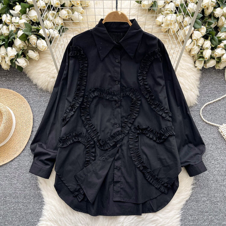 【tops】フリル人気デザインシャツブラウス　M29782