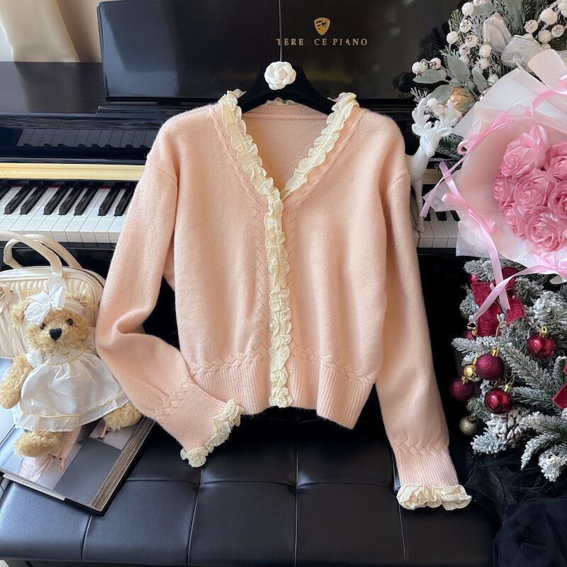 【outer】レース切り替ニットカーデ　M27008