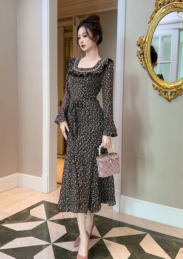 【dress】フリル花柄ワンピース　M27009