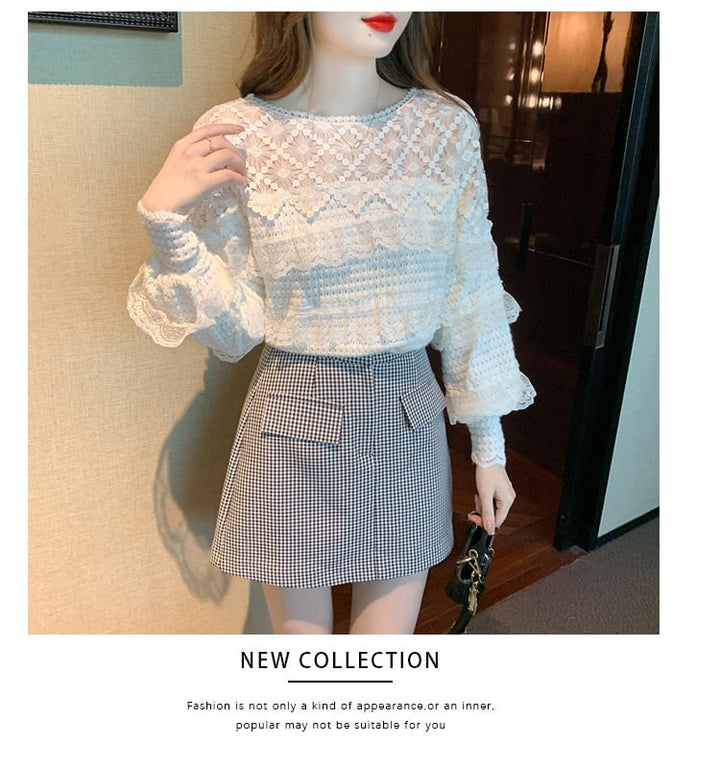 【tops】レースドッキングフリルトップス　M18402