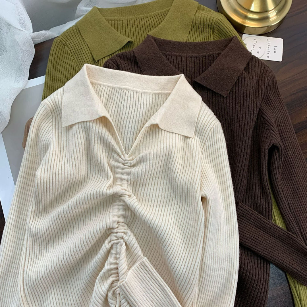 【tops】無地ニットトップス　M26480