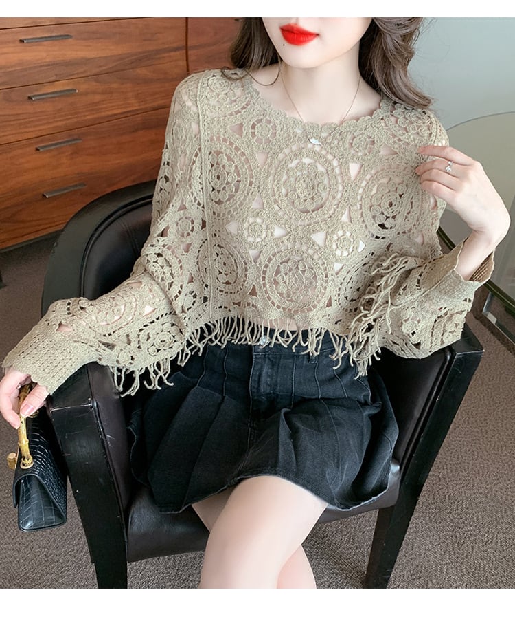 【tops】優しい雰囲気カットワークレーストップス　M17665