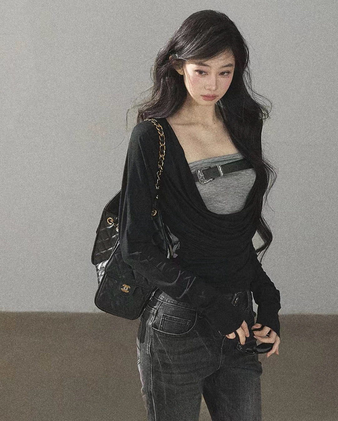 【tops】フェイクレイヤードトップス Q8965