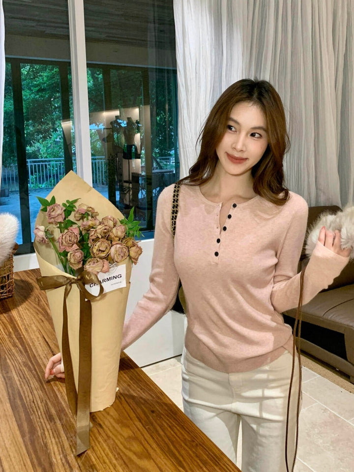 【tops】ファースカーフ付きニットトップス Q9324