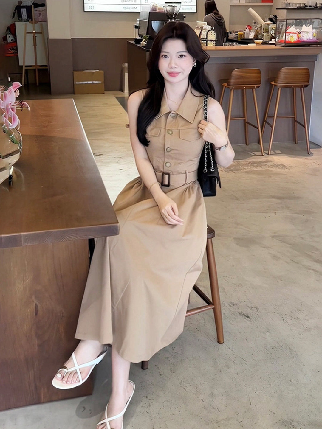 【dress】ノースリーブAラインワンピース Q8655