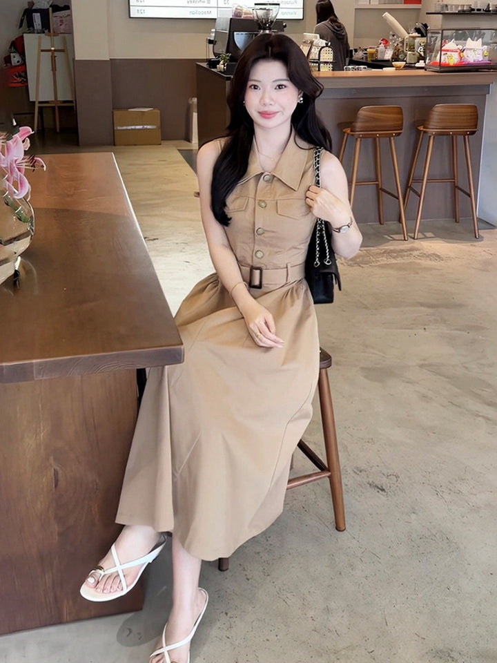 【dress】ノースリーブAラインワンピース Q8655