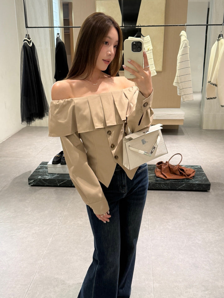 【tops】2色展開オフショルダートップス Q8989