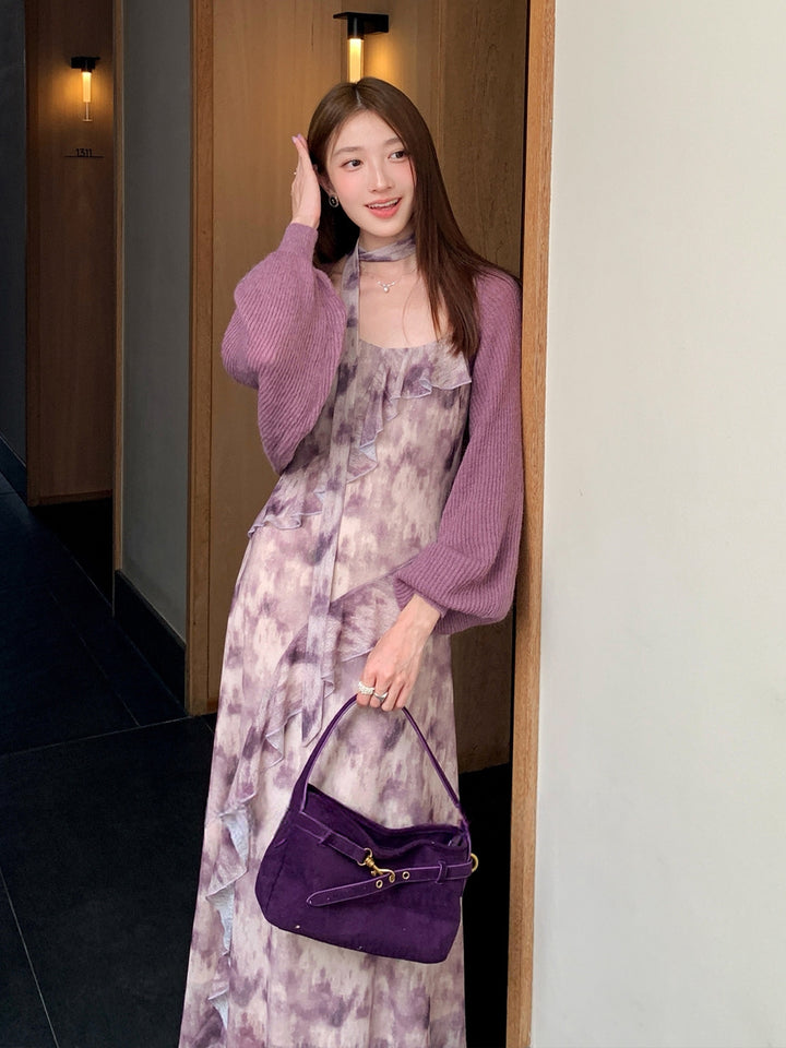 【dress】スカーフ付きロングキャミワンピース Q8999