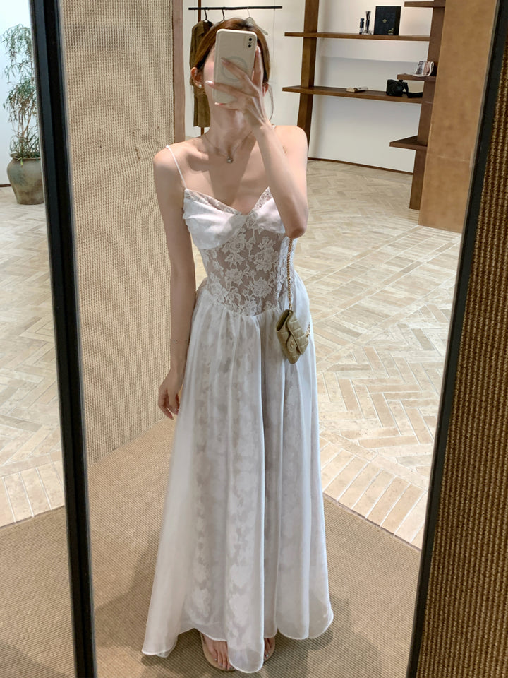 【dress】レースドッキングロングキャミワンピース Q8659